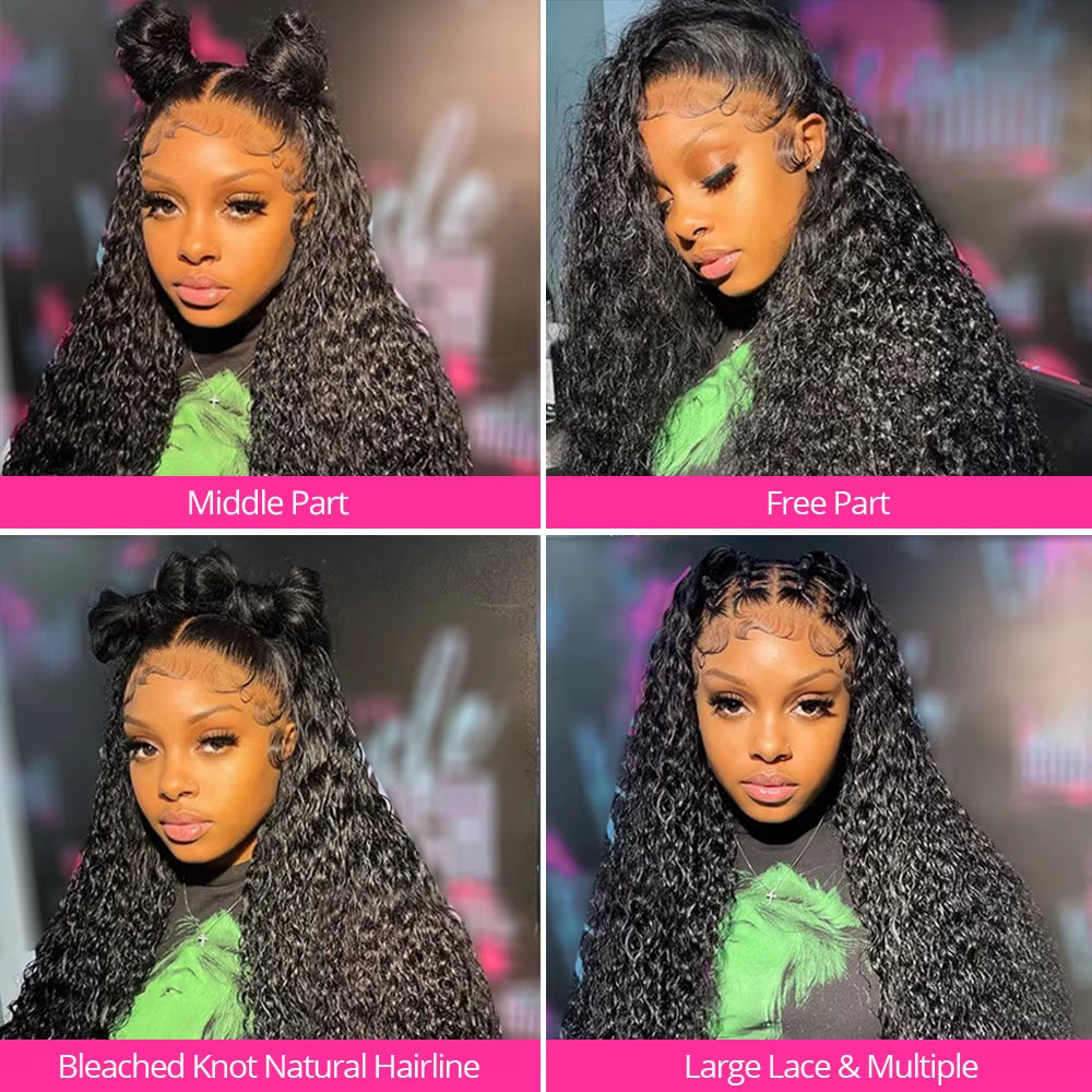 Hd 13X6 Lace Wig Human Hair Curly Wig for Women 40 Inch Brazilian Pre Plucked 13X4 Deep Wave Water Wave Lace Frontal Wigs