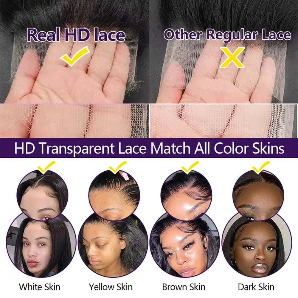 HD Transparent 360 Lace Frontal Wig 4X4 Lace Closure Wig Straight 13X6 Lace Front Human Hair Wigs for Black Women 34 36 Inches