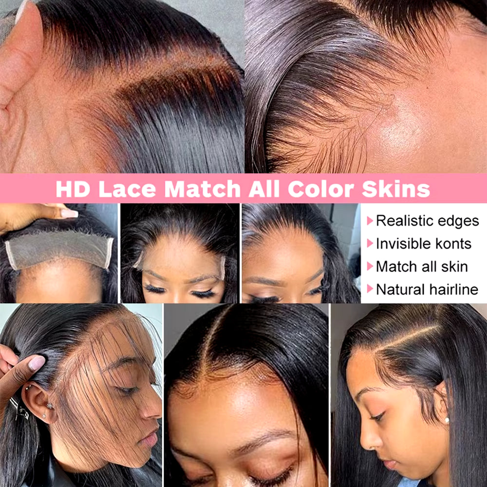 HD Transparent 360 Lace Frontal Wig 4X4 Lace Closure Wig Straight 13X6 Lace Front Human Hair Wigs for Black Women 34 36 Inches