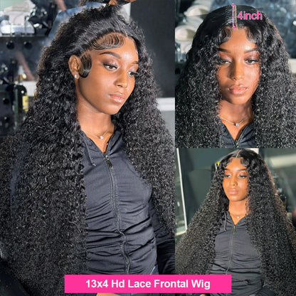 40Inch Deep Wave Frontal Wig Transparent 13X4 13X6 HD Lace Frontal Human Hair Wigs Curly Human Hair Lace Frontal Wigs for Women