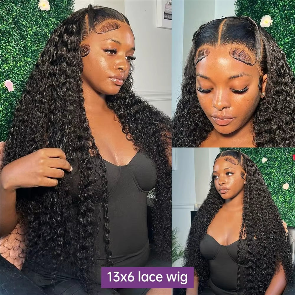 Transparent Water Wave Lace Front Wig Human Hair Deep Wave 13X4 13X6 Lace Frontal Wigs for Women 4X4 Wet and Wavy Closure Wig